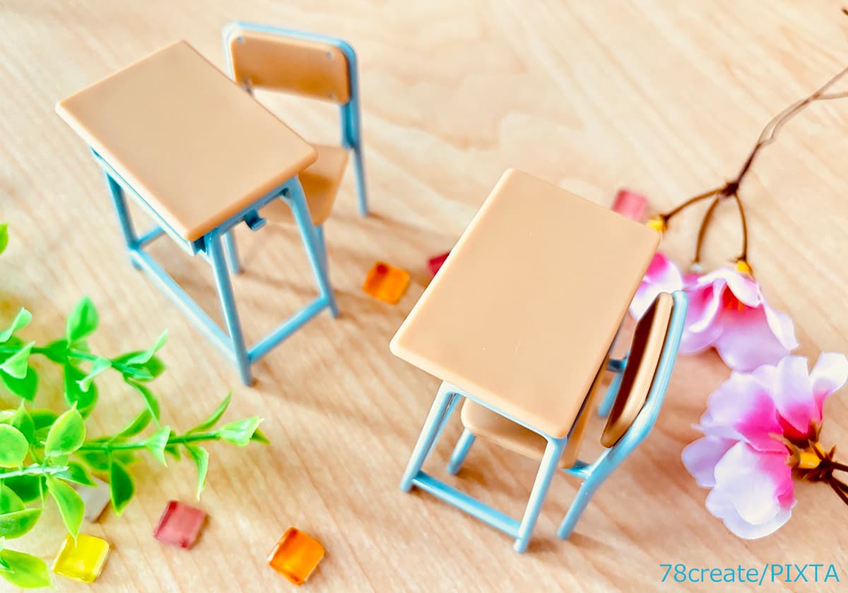 勉強、教室、春