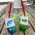 左から、イルカ親子のお散歩ソーダ、お腹いっぱい ふとっちょあおむしソーダ